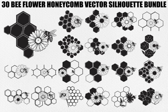 Bee Flower Honeycomb Graphics for Local Branding