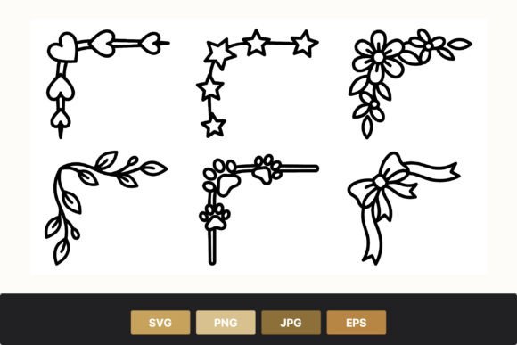Black White Hand Drawn Corner Frames Graphics