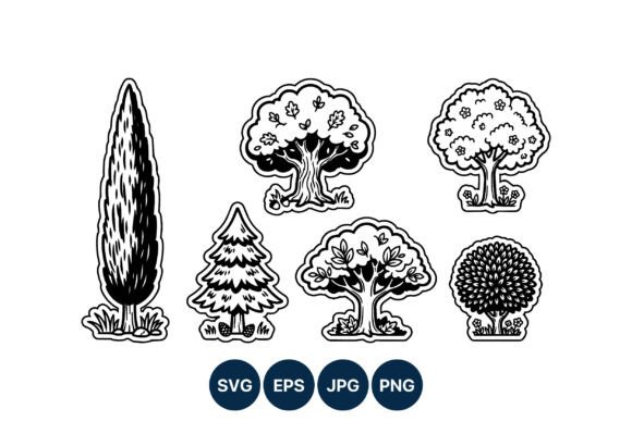 Black White Tree Vector Art Graphics for Crafting