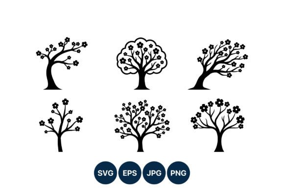 Cherry Blossom Tree Silhouette Vector