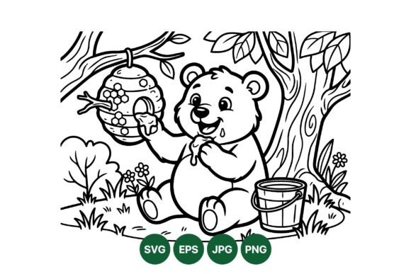 Cute Bear Honey Vector Art Graphics