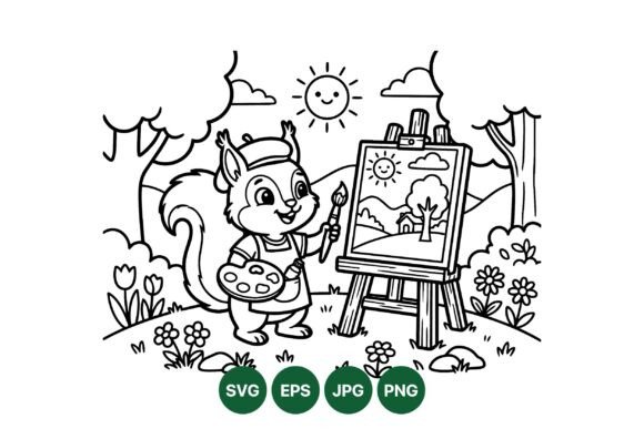 Cute Squirrel Painting Clipart