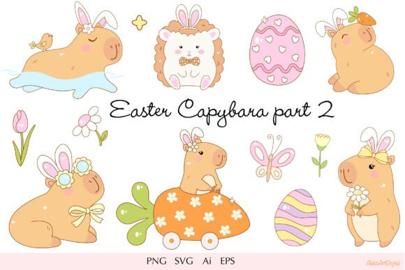 Easter Capybara Graphics for Crafters