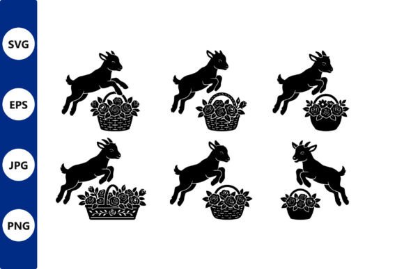 Goat and Flower Basket Vector