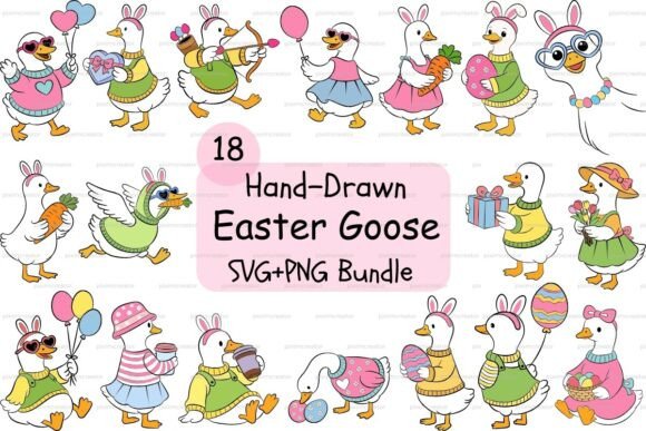 Hand Drawn Easter Goose Graphics for Branding