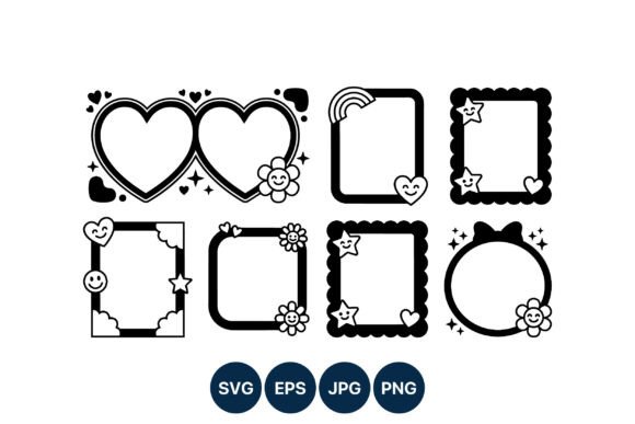 Heart Star Cute Frames Vector Graphics