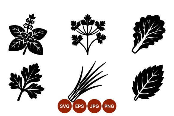 Herb Leaf Silhouette Vector Art Graphics