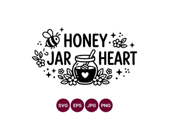 Honey Jar Heart Bee Vector Art Graphics