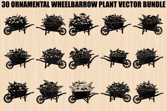 Ornamental Wheelbarrow Plant Graphics for Crafting