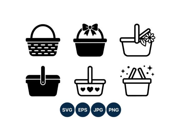 Picnic Basket Icons Set for Modern Graphics