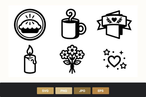 Pie Coffee Candle Love Ribbon Bundle Graphics