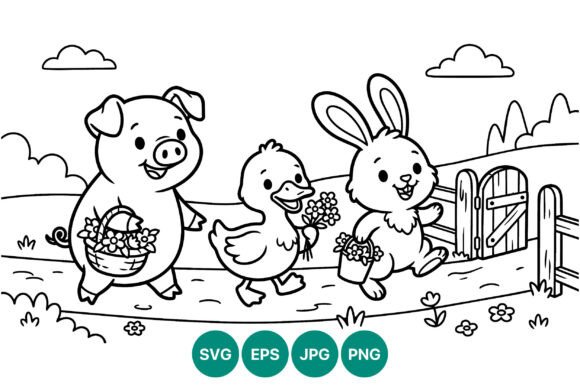 Pig Duck Rabbit Flower Walk