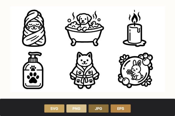 Spa Cat and Puppy Bath Graphics for Branding