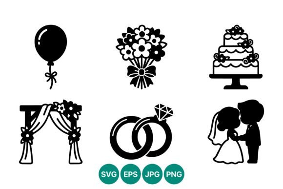 Wedding Icons Set Graphics for Local Business Branding