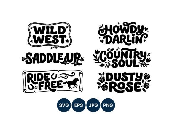 Western Phrases Vector Art Collection